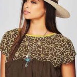 Free People Georgia Embroidered Bubble Top-Size S